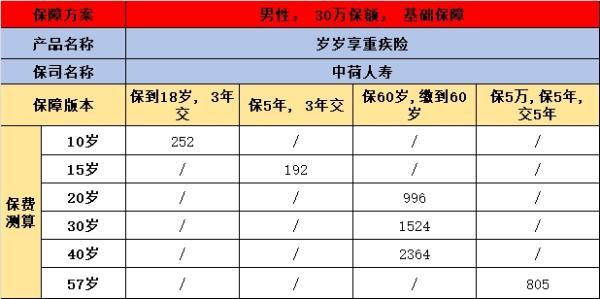 中荷岁岁享重疾险