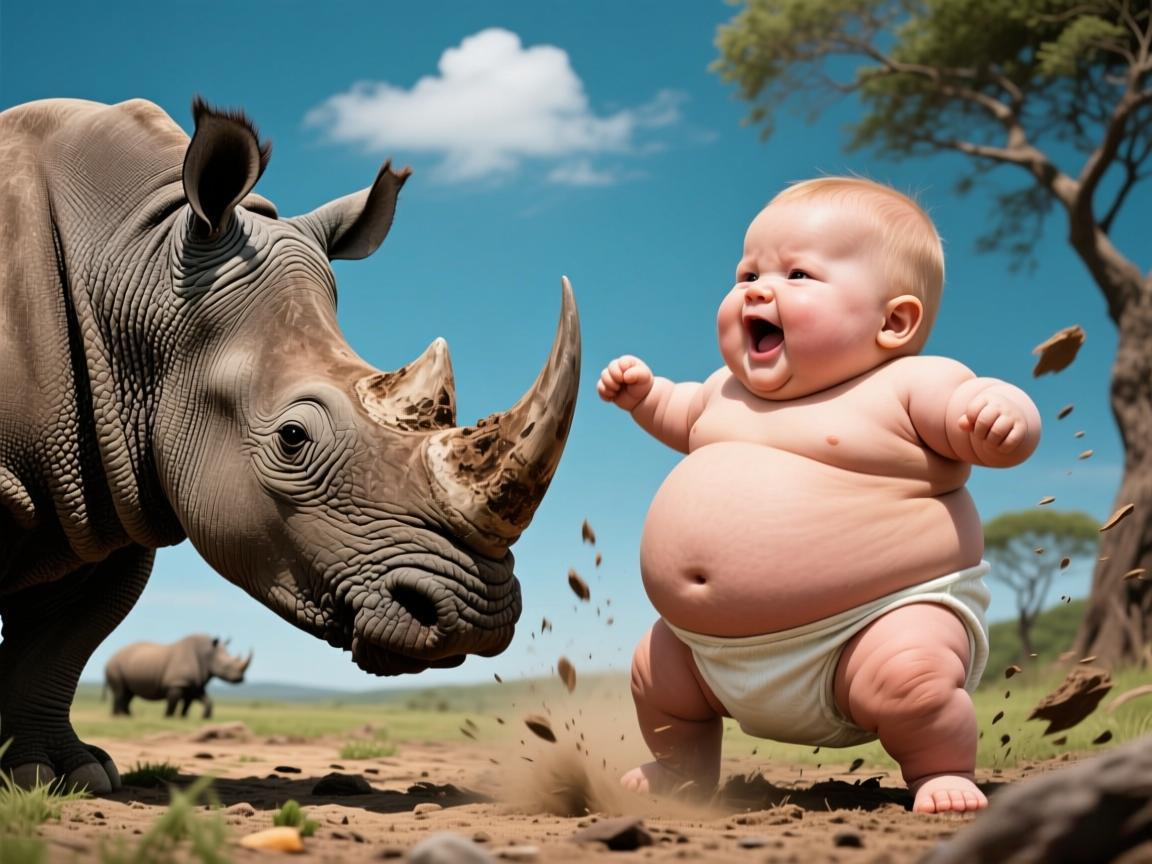 犀牛与八吨婴儿的荒诞对决