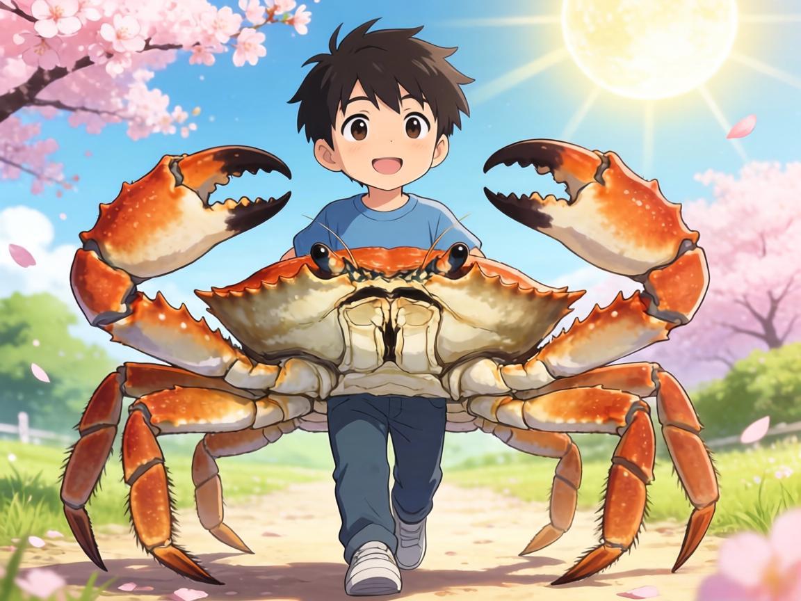 阳光开朗大男孩横着走的樱螃蟹